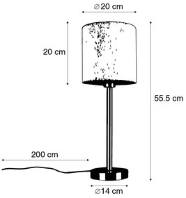 Candeeiro de mesa clássico latão com abajur boucle branco 20 cm - Simplo Design