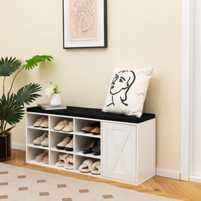 Banco sapateira para Sapatos 110,5 x 30 x 49 cm de 3 Níveis com Almofada Acolchoada Removível Branco