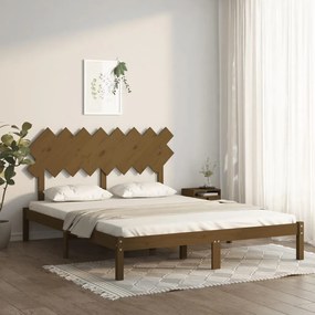 Estrutura de cama 160x200 cm castanho mel madeira maciça