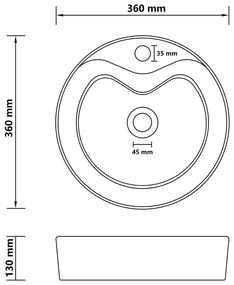 Lavatório com extravasamento 36x13 cm cerâmica creme mate