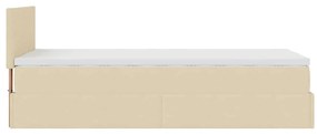 Cama otomana com colchão 100x200 cm tecido creme