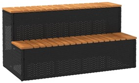 Degrau p/ hidromassagem 100x50x50,5 cm PE e acácia maciça preto