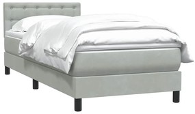 Cama com molas/colchão cinzento-claro 80x210 cm veludo