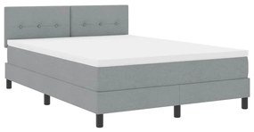 Cama Box com Colchão e Luz LED Cinza Claro 140x200 cm Tecido