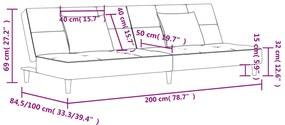 Sofá-cama 2 lugares com duas almofadas veludo cinzento-escuro