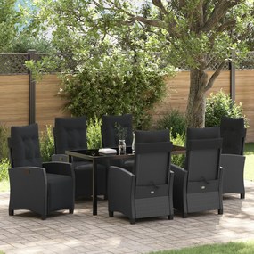 Conjunto de Jantar de Jardim em Rattan Poliéster Preto