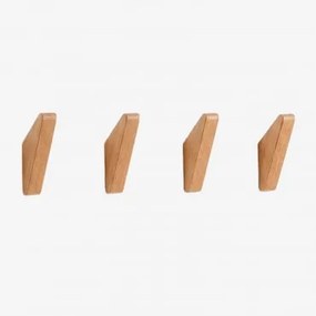 Pack De 4 Cabides De Parede Em Madeira Brana Madeira De Manga - Sklum