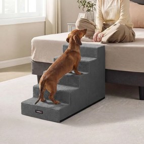 Escada para cães em espuma com 5 degraus, 76 x 40 x 57 cm cinzento escuro