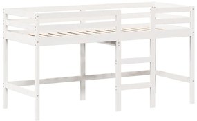 Cama alta c/ escada e telhado 90x190 cm pinho maciço branco