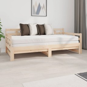 vidaXL Sofá-cama de puxar pinho maciço 2x(90x190) cm