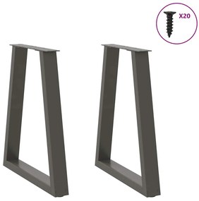 Pés para mesa de jantar em formato de V, 2 peças, antracite, 60x(72-73