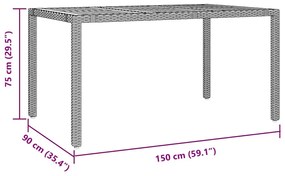 Conjunto de Jantar de Jardim vidaXL 5 Peças Preto de Rattan Poliéster