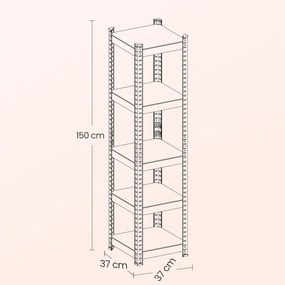 Estante de arrumação de 37 x 37 x 150 cm castanho + preto