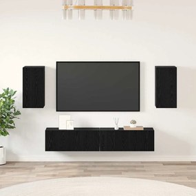vidaXL Conjunto de Armários para TV 4 pcs Carvalho Preto