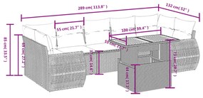 8 pcs conjunto de sofás p/ jardim com almofadões vime PE bege