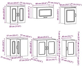 11 peças armário de cozinha conjunto Kalmar concreto cinza