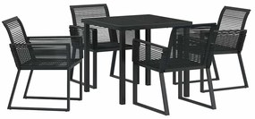 Conjunto de jantar de jardim de 5 peças em rattan sintético preto