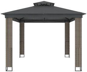 Gazebo com telhado duplo 3,94x2,96 m aço antracite