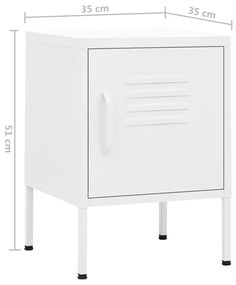 Mesa de cabeceira 35x35x51 cm aço branco