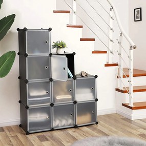 Guarda Roupa Modular Armário de plástico com 9 cubos 93 x 31 x 93 cm Preto