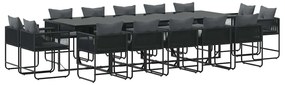 Conjunto de Jantar de Jardim vidaXL com 19 Peças e Almofadas Aço Preto