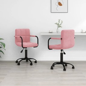 vidaXL Cadeiras de jantar giratórias 2 pcs veludo rosa