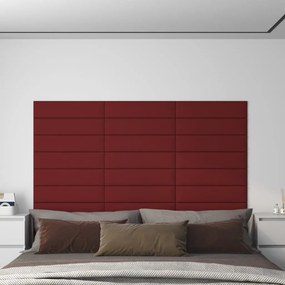 Painel parede 12 pcs 60x15 cm tecido 1,08 m² vermelho tinto