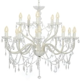 vidaXL Lustre com 2 andares branco 15 x lâmpadas E14