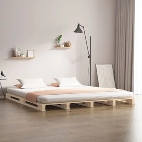 Estrutura de cama casal 135x190 cm madeira de pinho maciça