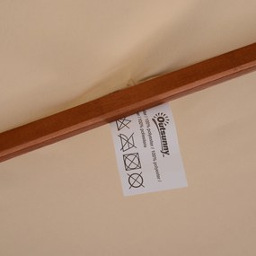 Guarda-sol de madeira, vertical (BASE NÃO INCLUIDA), com 2 telas de poliéster de 180 g/m², diâmetro 2,7 m x 2,6 m de altura, bege