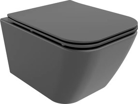 Mexen Madox sanitário suspenso Rimless com tampa de queda suave slim, duroplasto, cinza escuro mate - 30154061
