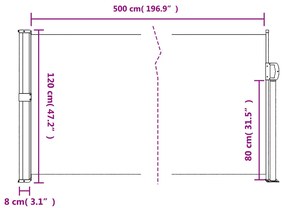 Toldo lateral retrátil 120x500 cm terracota