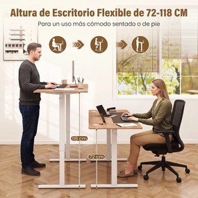 Secretária Elevatória Elétrica, 160 x 60 x 72-118 cm, 3 Alturas Memorizáveis, Natural