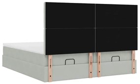 Estrutura cama otomana colchões 200x200cm veludo cinzento claro