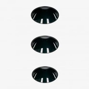 Pack De 3 Downlights Led Embutidos Sem Moldura Trimless Redondos Ø3,6 Cm Em Alumínio Luisiana Preto & Branco Frio 4000k & 3 W & 38º - Sklum