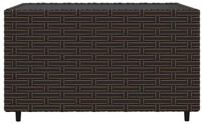 4 pcs conjunto lounge jardim c/ almofadões vime PE castanho