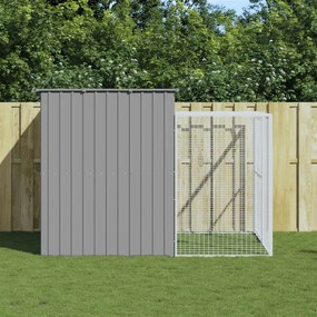 Casota cães c/ parque 214x253x181 cm aço galvaniz. cinza-claro