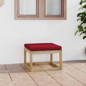 vidaXL Apoio de pés para jardim c/ almofadão pinho impregnado verde