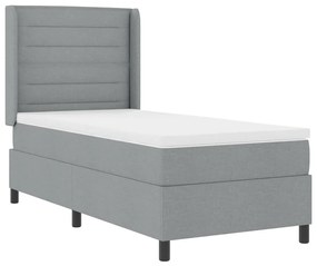 Cama Box com Colchão e LED Cinza Claro 90x190 cm Tecido