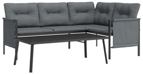 2 pcs conjunto lounge de jardim aço antracite