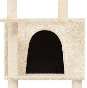 Árvore para gatos c/ postes arranhadores sisal 166 cm cor creme