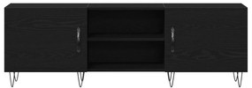 Armário para TV vidaXL Preto Carvalho 150x30x50 cm Madeira engenheirad