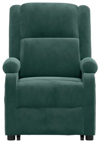 Poltrona elevatória de massagens veludo verde-escuro