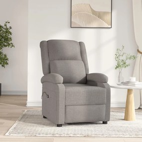 vidaXL Poltrona elétrica reclinável tecido cinzento-acastanhado