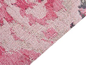 Tapete de algodão com motivo floral rosa 140 x 200 cm EJAZ Beliani
