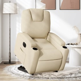 vidaXL Poltrona reclinável elevatória elétrica tecido cor creme