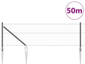 Cerca Hexagonal vidaXL Cinza 0,6x50 m Aço