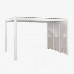 Pérgola Bioclimática De Alumínio Com Lâminas E Painel Lateral Druvia Gardénia Branco & Pérgula De 3x4 M Com 3 Painéis De 90,5 Cm - Sklum