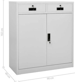 Armário de escritório 90x40x102 cm aço cinzento-claro