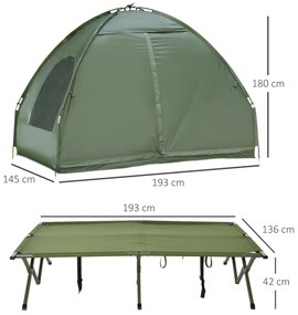 Outsunny Cama Dupla de Campismo Dobrável com Tenda 2 em 1 Cama de Camp